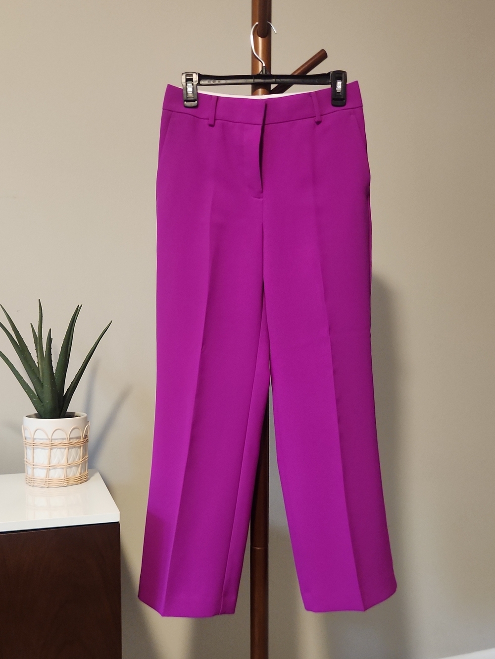 Ann Taylor Wide-Leg Dress Pants in Vibrant Magenta